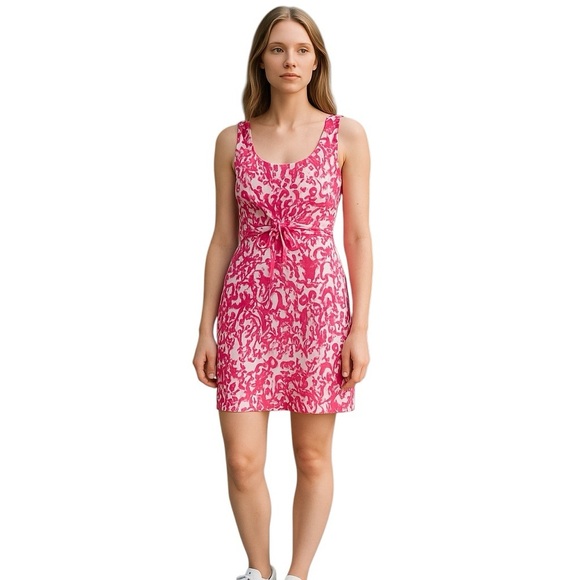 Cynthia Steffe Abstract Pink and White Printed Sleeveless Mini Dress Size 8 - Picture 1 of 16